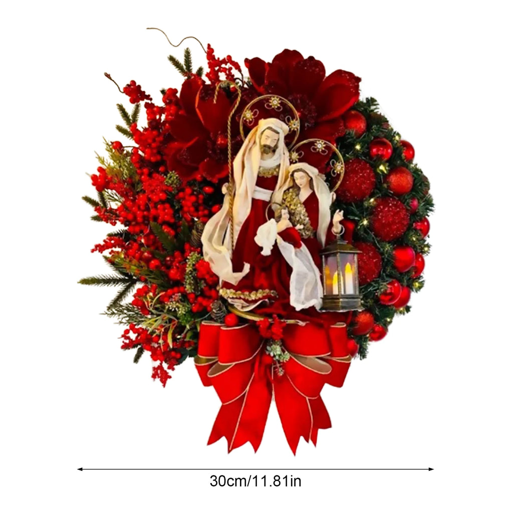 Jesus Christmas Wreath Flat Design