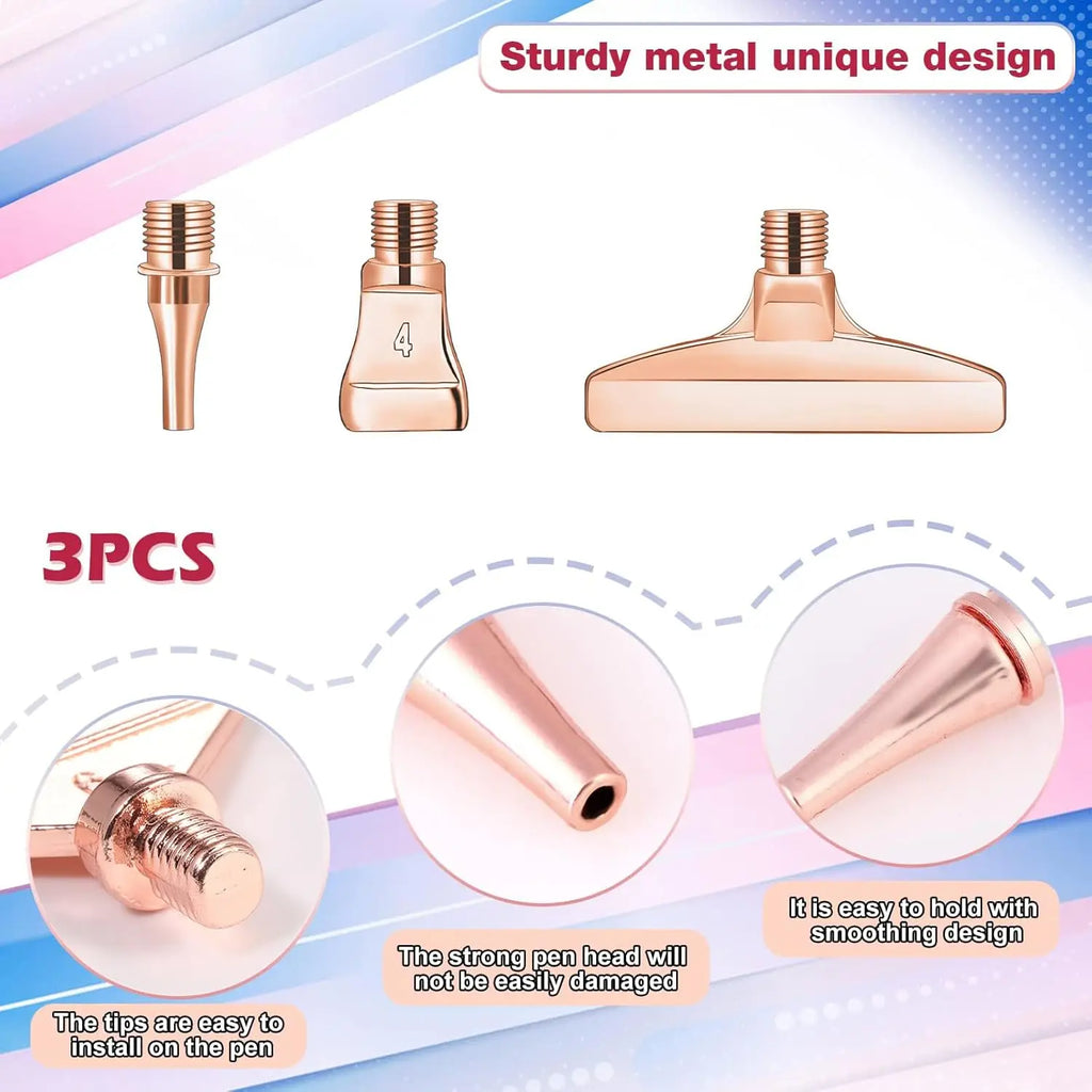 Upgraded Diamond Painting Pen with Screw Thread Tips, Includes 3 Rose Gold Metal Tips for DIY Art