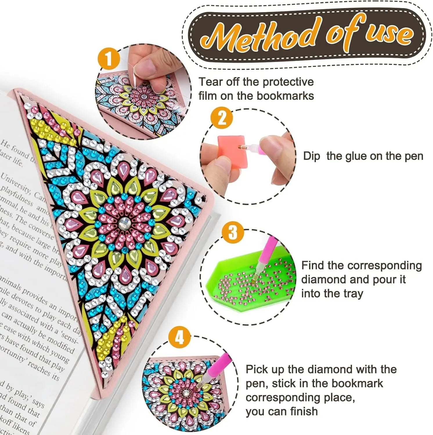 DIY Diamond Art Bookmarks Kit, 4 Pcs