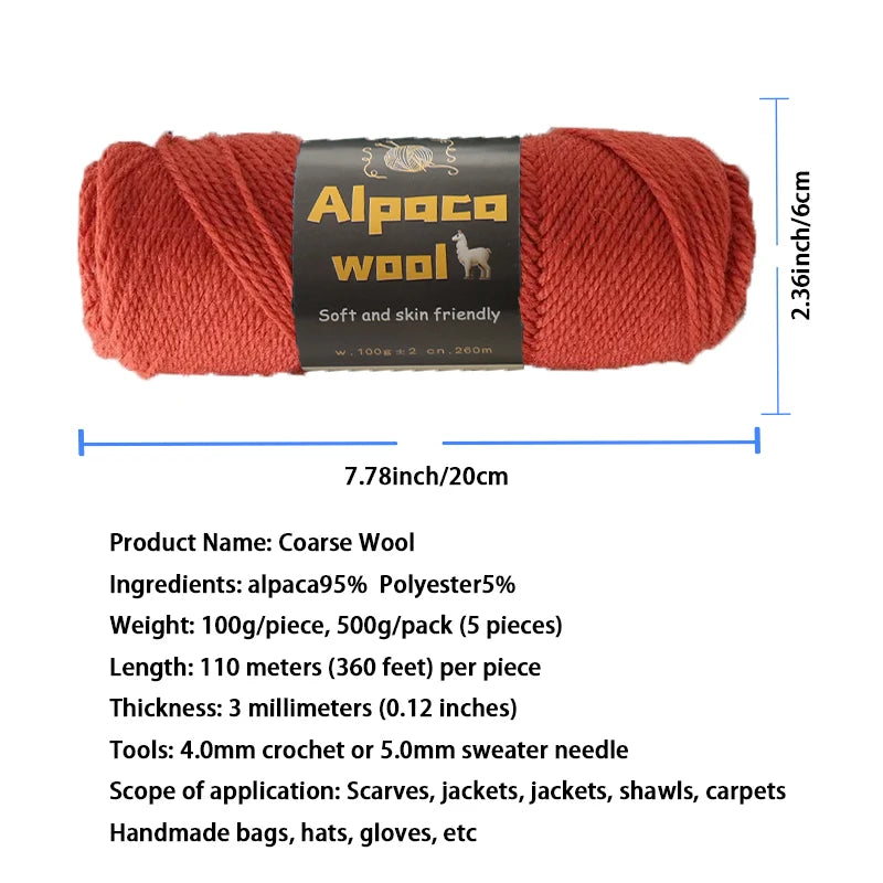 500g Alpaca Wool 245 Chunky Knitting Yarn
