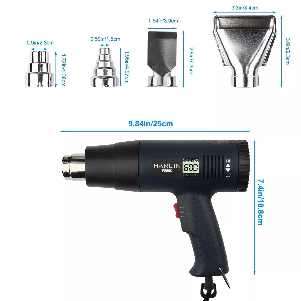 2000W Electric Heat Gun, LCD Display Adjustable