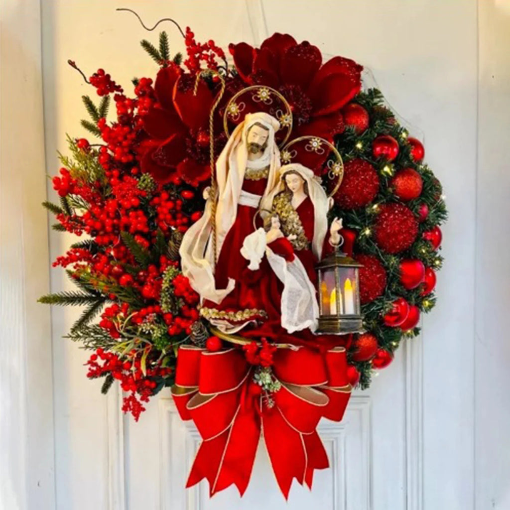 Jesus Christmas Wreath Flat Design