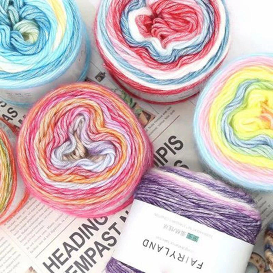 100g Rainbow Woolen Yarn New Soft  Cake