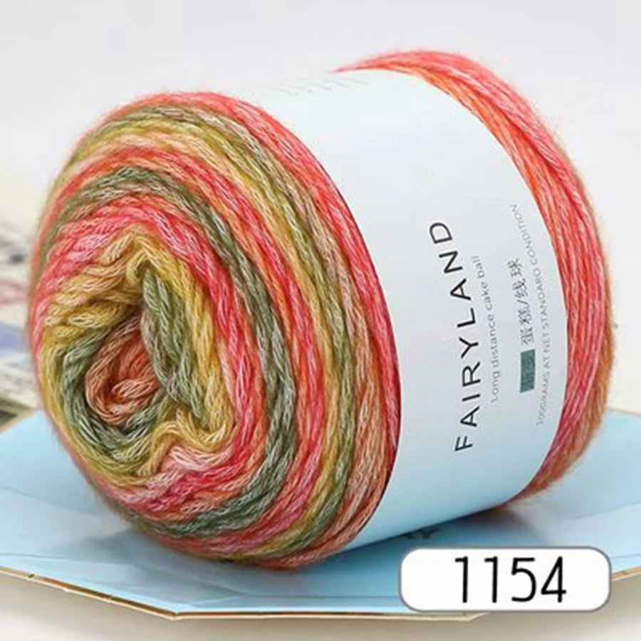 100g Rainbow Woolen Yarn New Soft  Cake