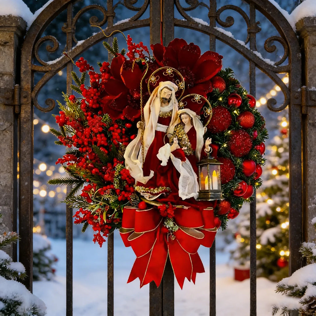 Jesus Christmas Wreath Flat Design