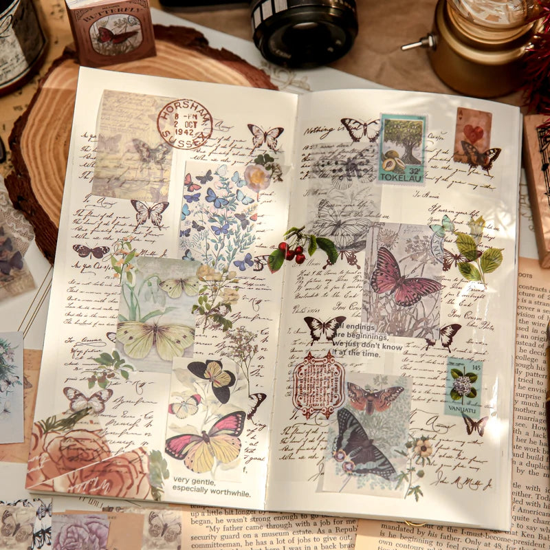 600pcs English plants butterfly cardstocK