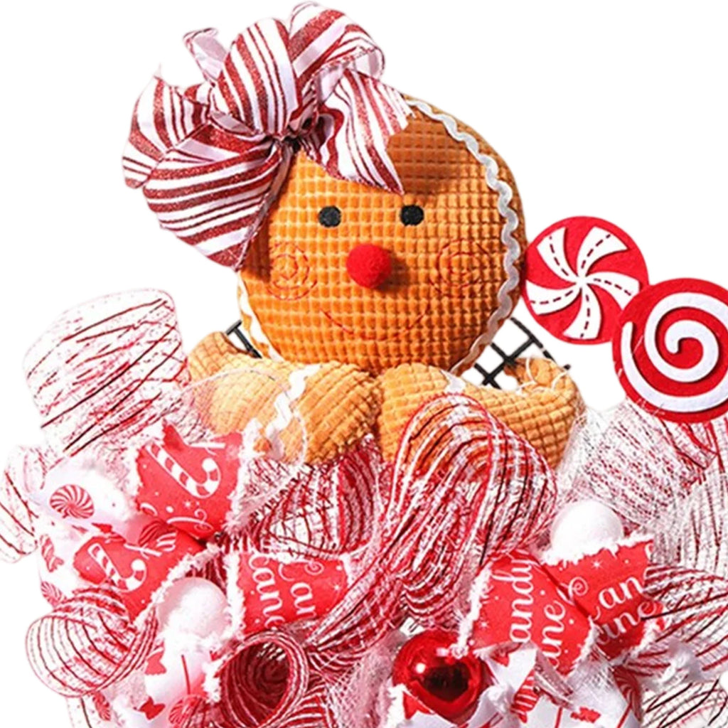 Gingerbread Hanging  Doll  Wreath Indoor Outdoor