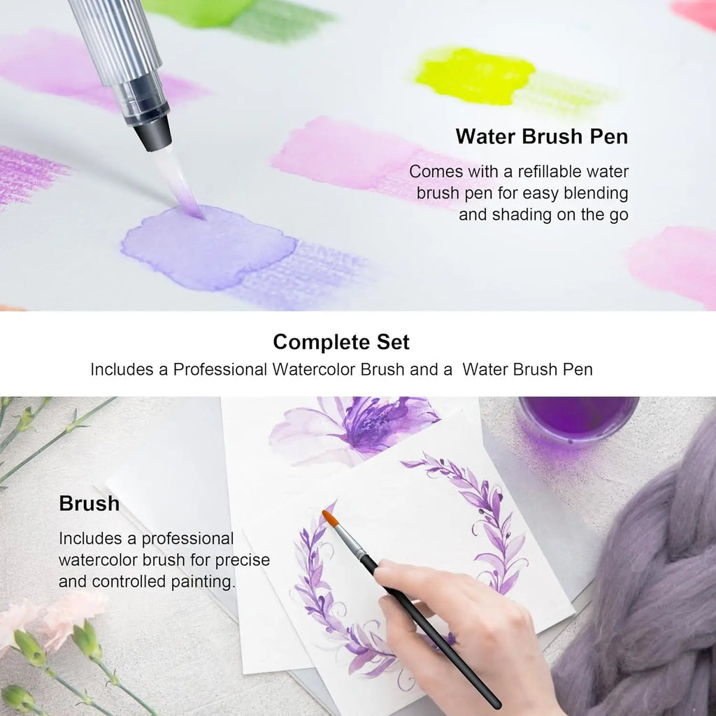 72-Color Watercolor  Set,  Brush and Pen, bendable