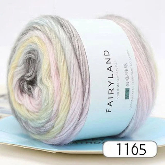 100g Rainbow Woolen Yarn New Soft  Cake