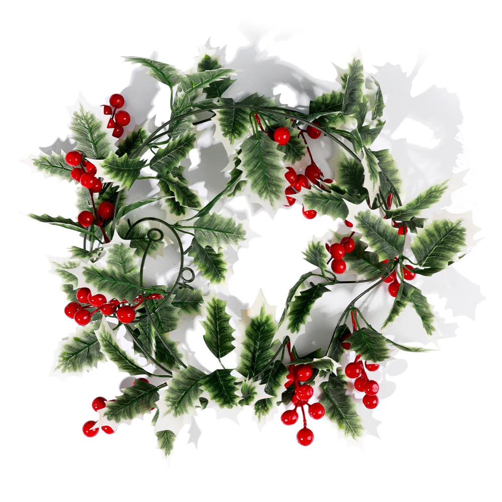 Artificial Holly Vine Red Berries Poinsettia indoor