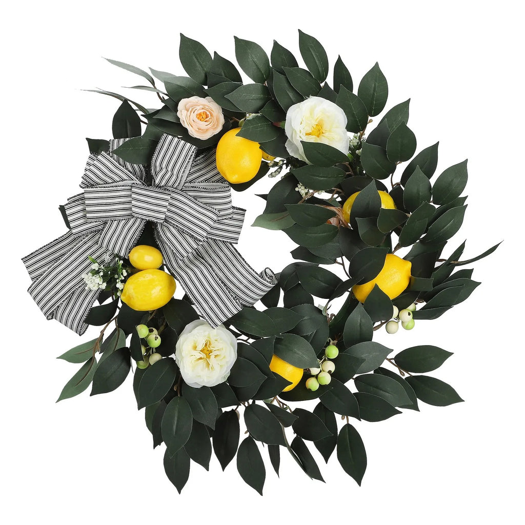 Outdoor Flower Stand  Lemon and rose wreath