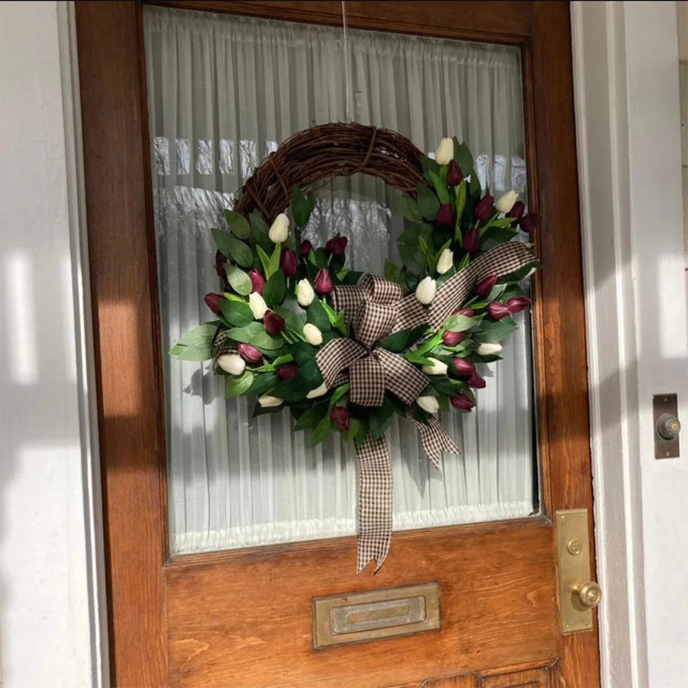 Spring Tulip Wreath, Door  Decoration