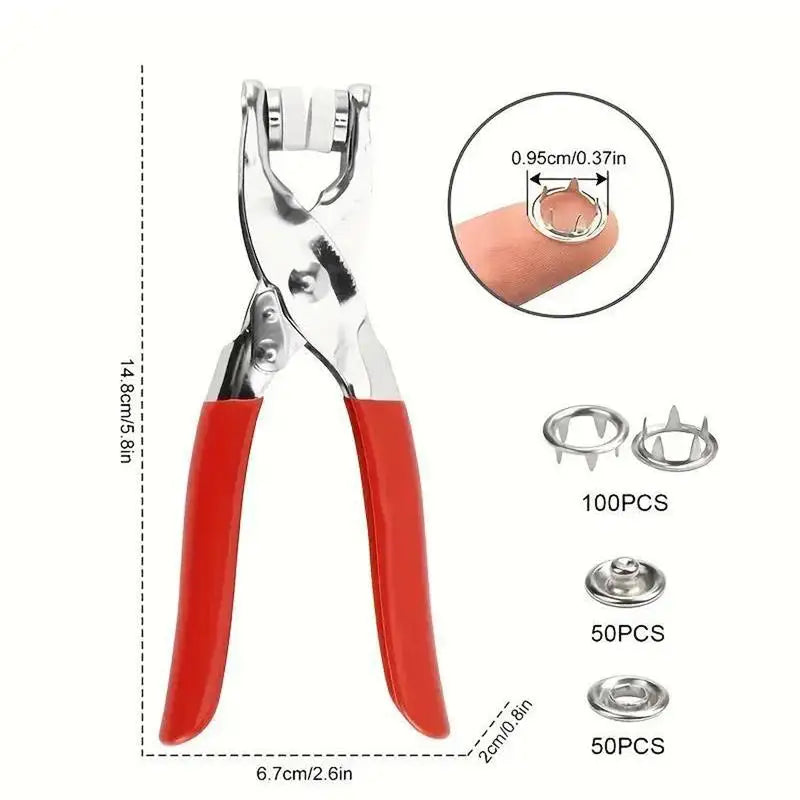 100pcs Prong Rings 9.5mm  Metal  Pliers Snap Button