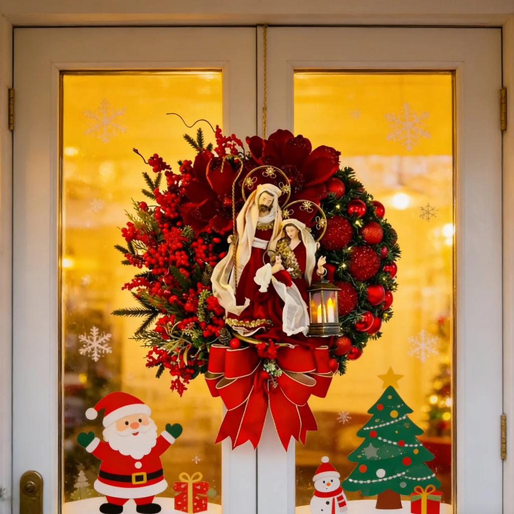 Jesus Christmas Wreath Flat Design