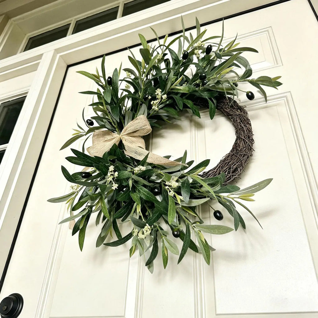 Spring Wreath Artificial Greenery Rustic Bow