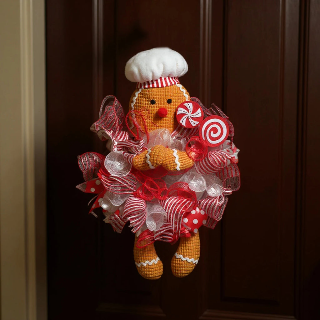 Gingerbread Hanging  Doll  Wreath Indoor Outdoor