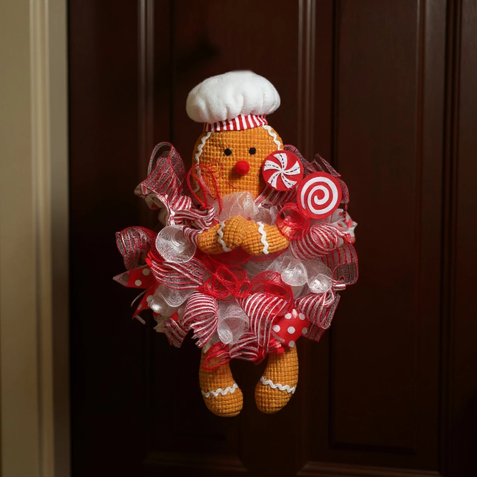 Gingerbread Hanging  Doll  Wreath Indoor Outdoor