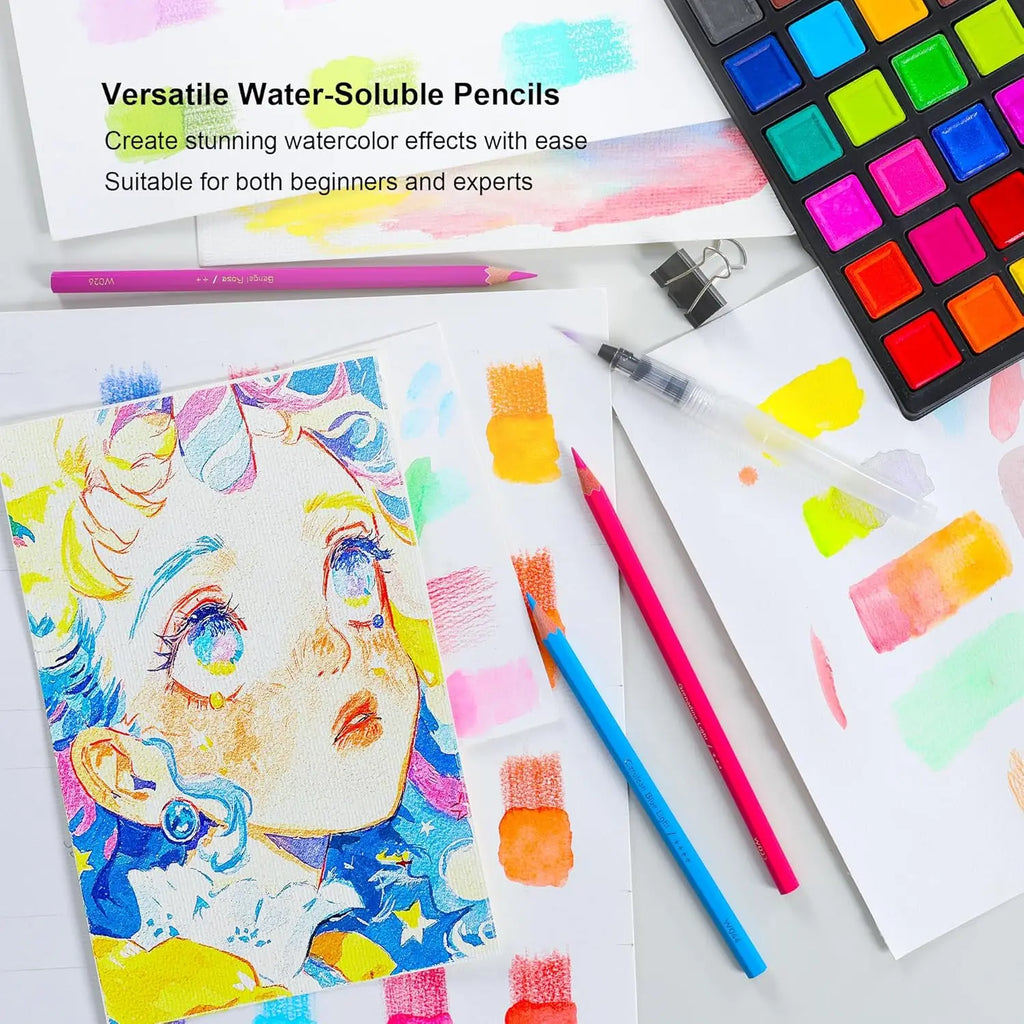 72-Color Watercolor  Set,  Brush and Pen, bendable
