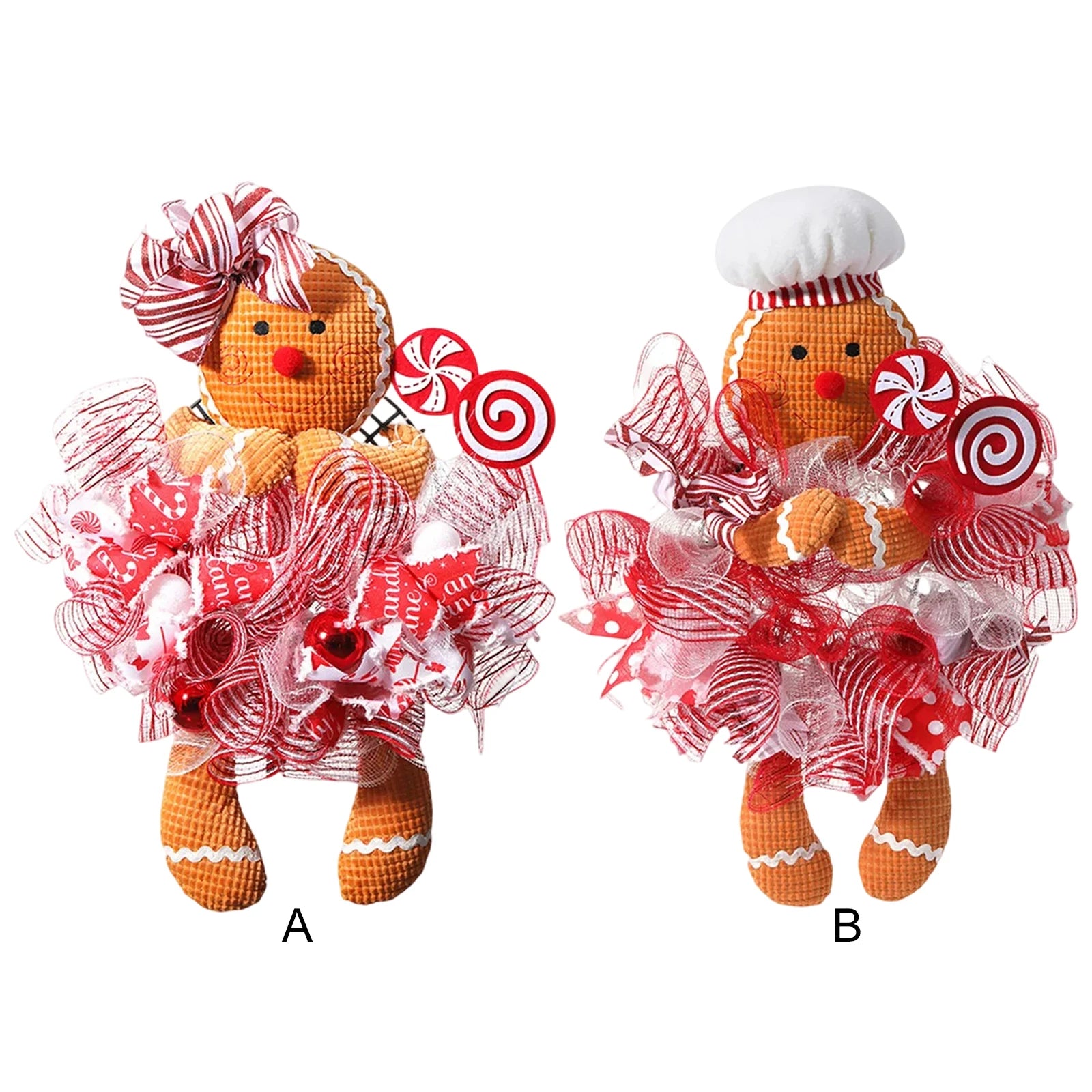 Gingerbread Hanging  Doll  Wreath Indoor Outdoor