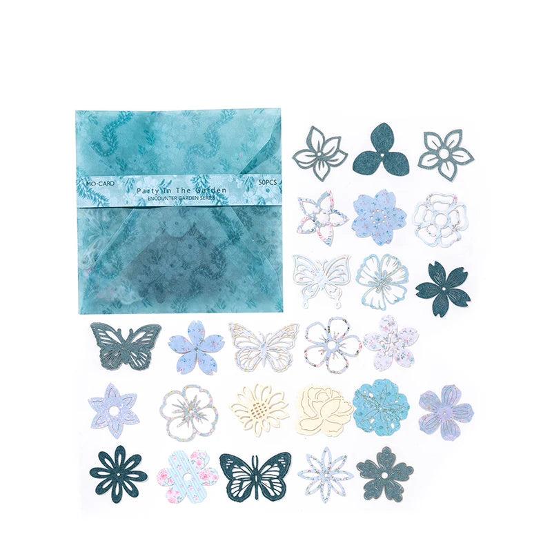 50 Sheet Vintage Butterfly Flowers Material Paper