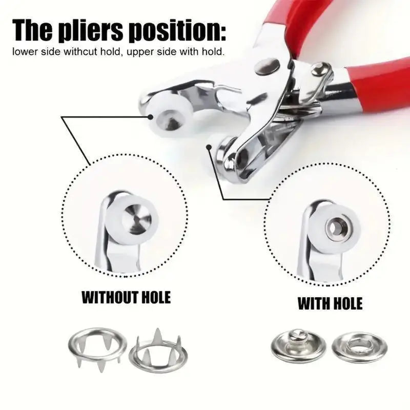 100pcs Prong Rings 9.5mm  Metal  Pliers Snap Button