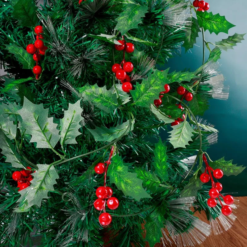 Artificial Holly Vine Red Berries Poinsettia indoor