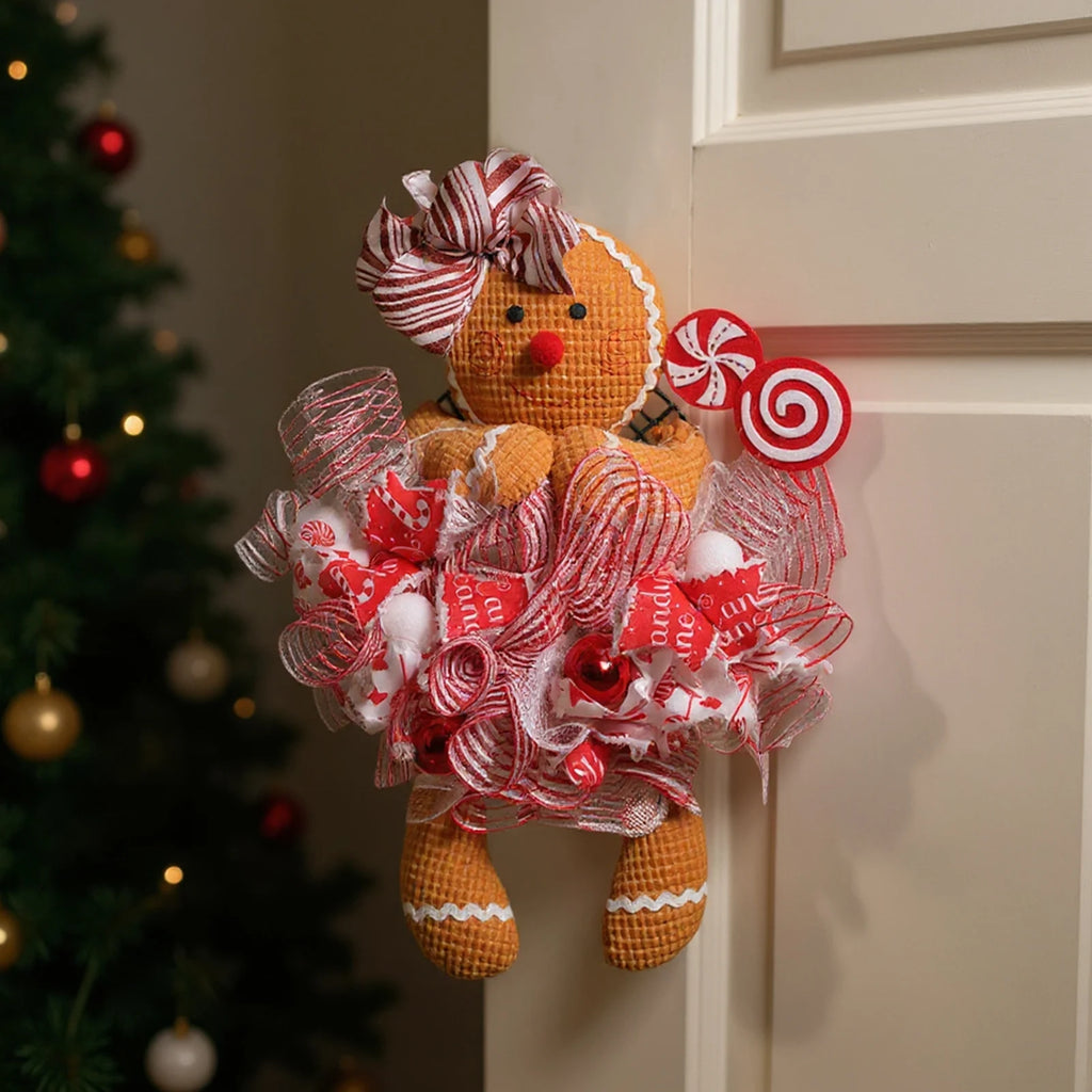 Gingerbread Hanging  Doll  Wreath Indoor Outdoor