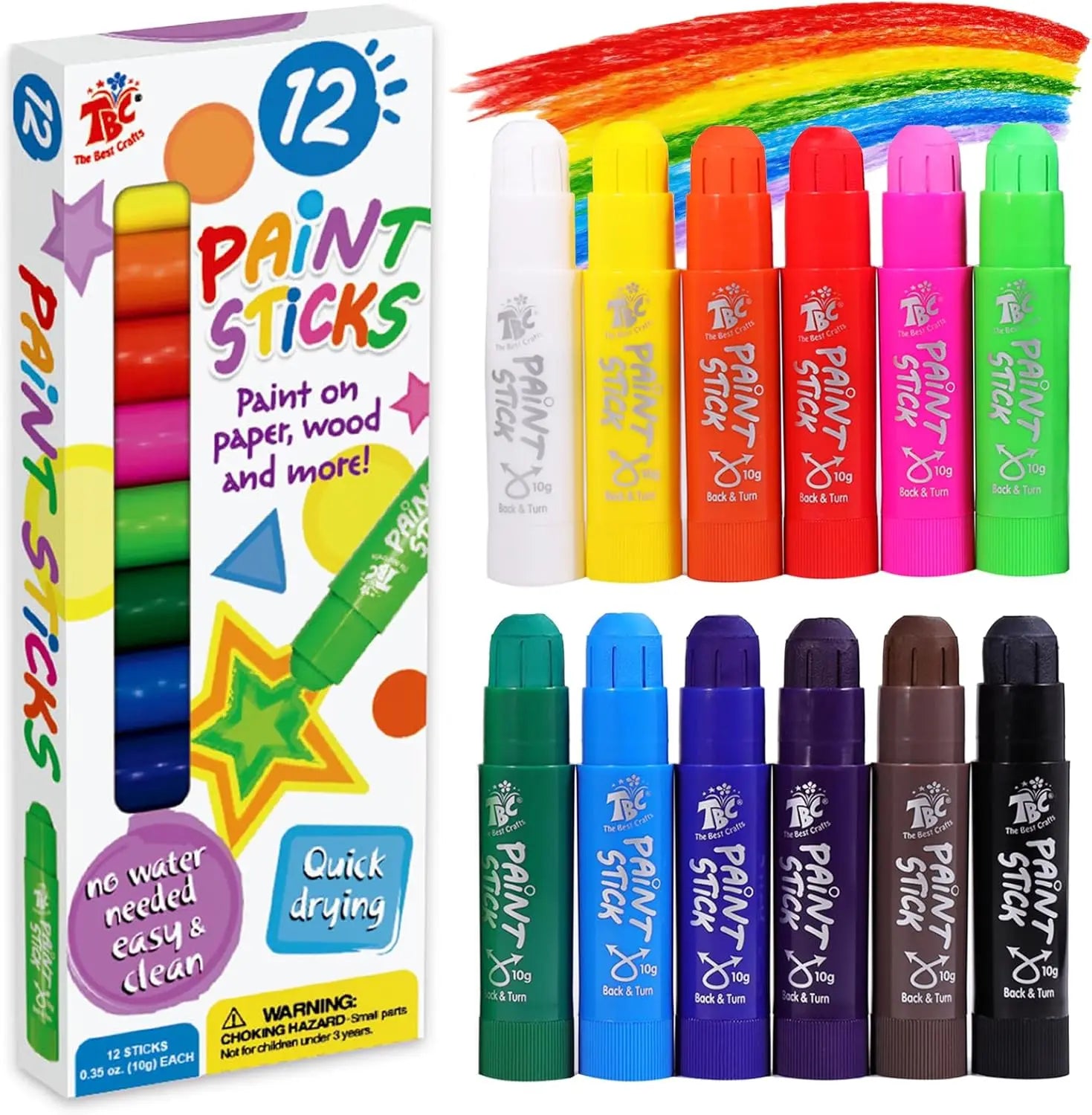 12 Classic Color Washable Non-toxic Paint Sticks