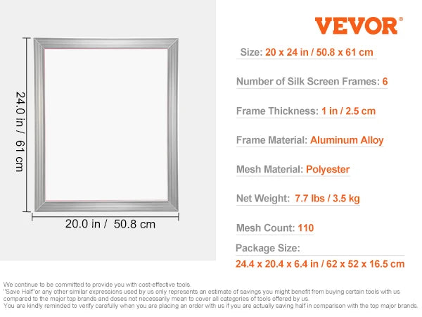20x24inch Screen Printing Kit Aluminum Silk Screen