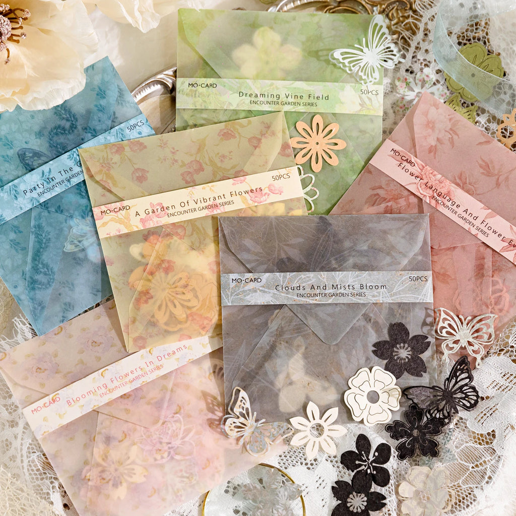 50 Sheet Vintage Butterfly Flowers Material Paper
