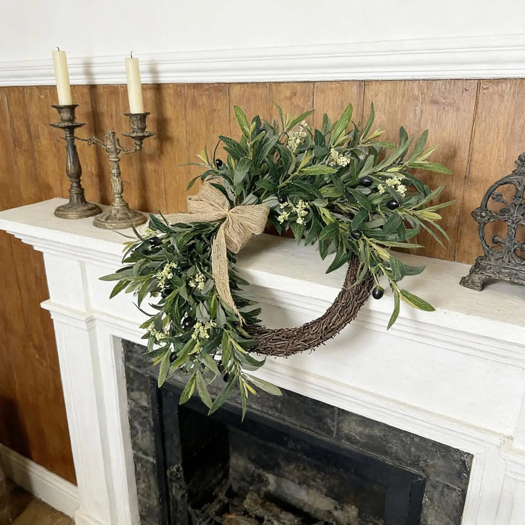 Spring Wreath Artificial Greenery Rustic Bow