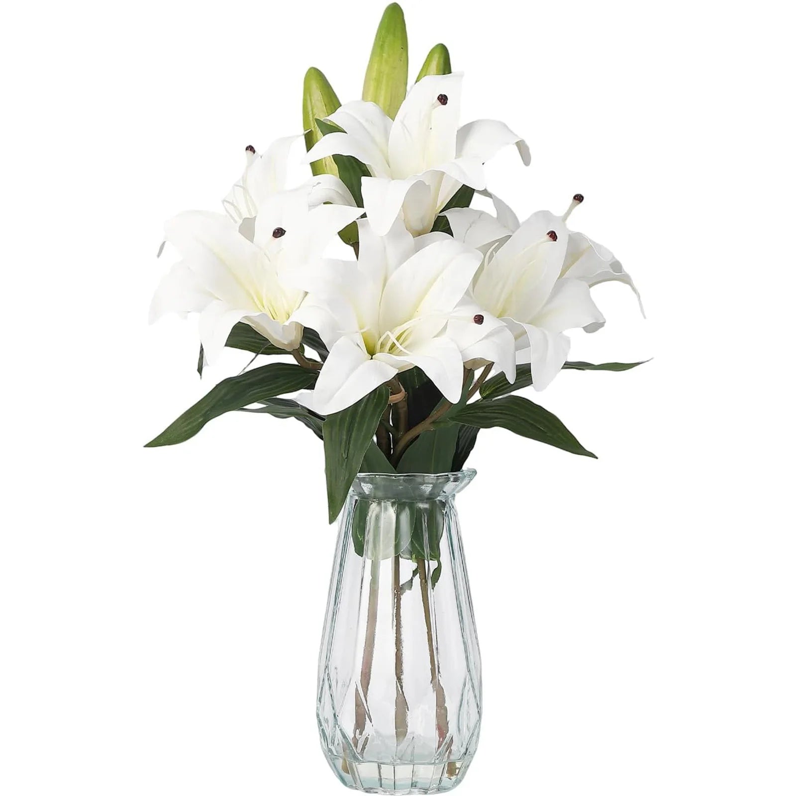 6 Stems Artificial  Lily Flowers With  Vase