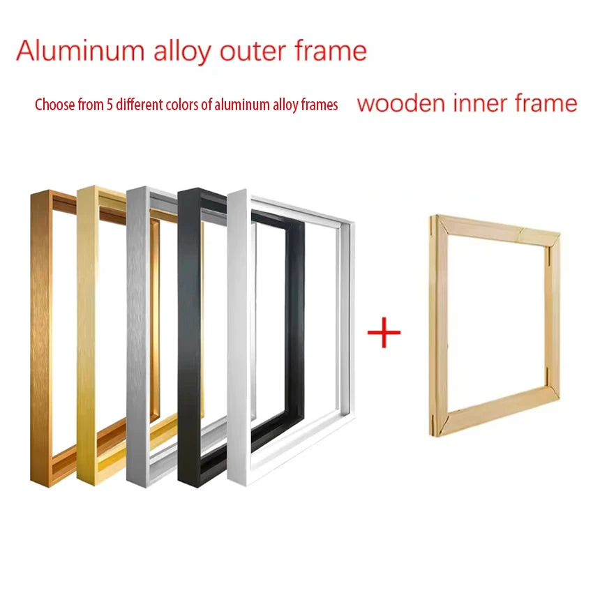 Medium Size Picture Frame aluminum and wood