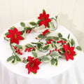 Artificial Holly Vine Red Berries Poinsettia indoor