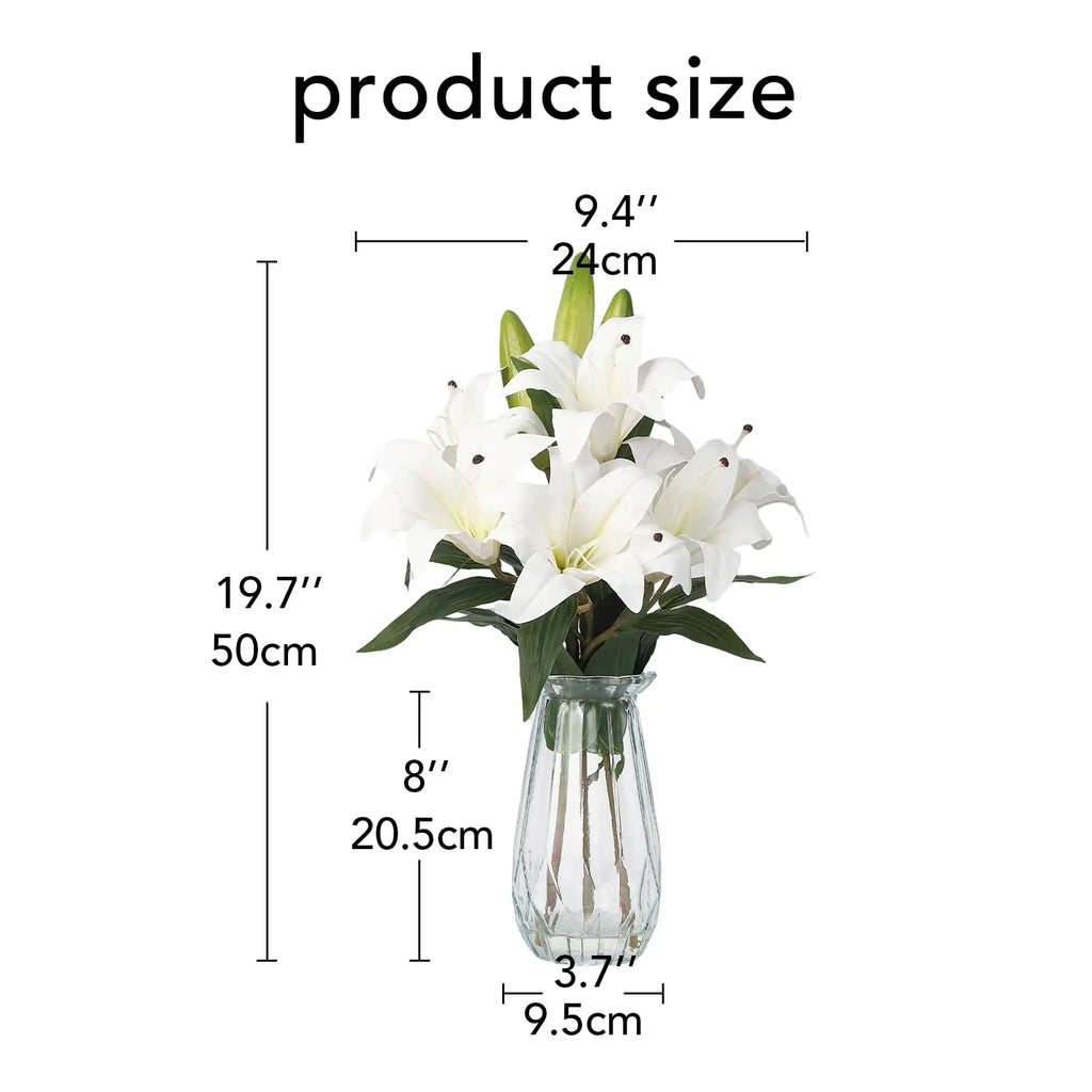 6 Stems Artificial  Lily Flowers With  Vase