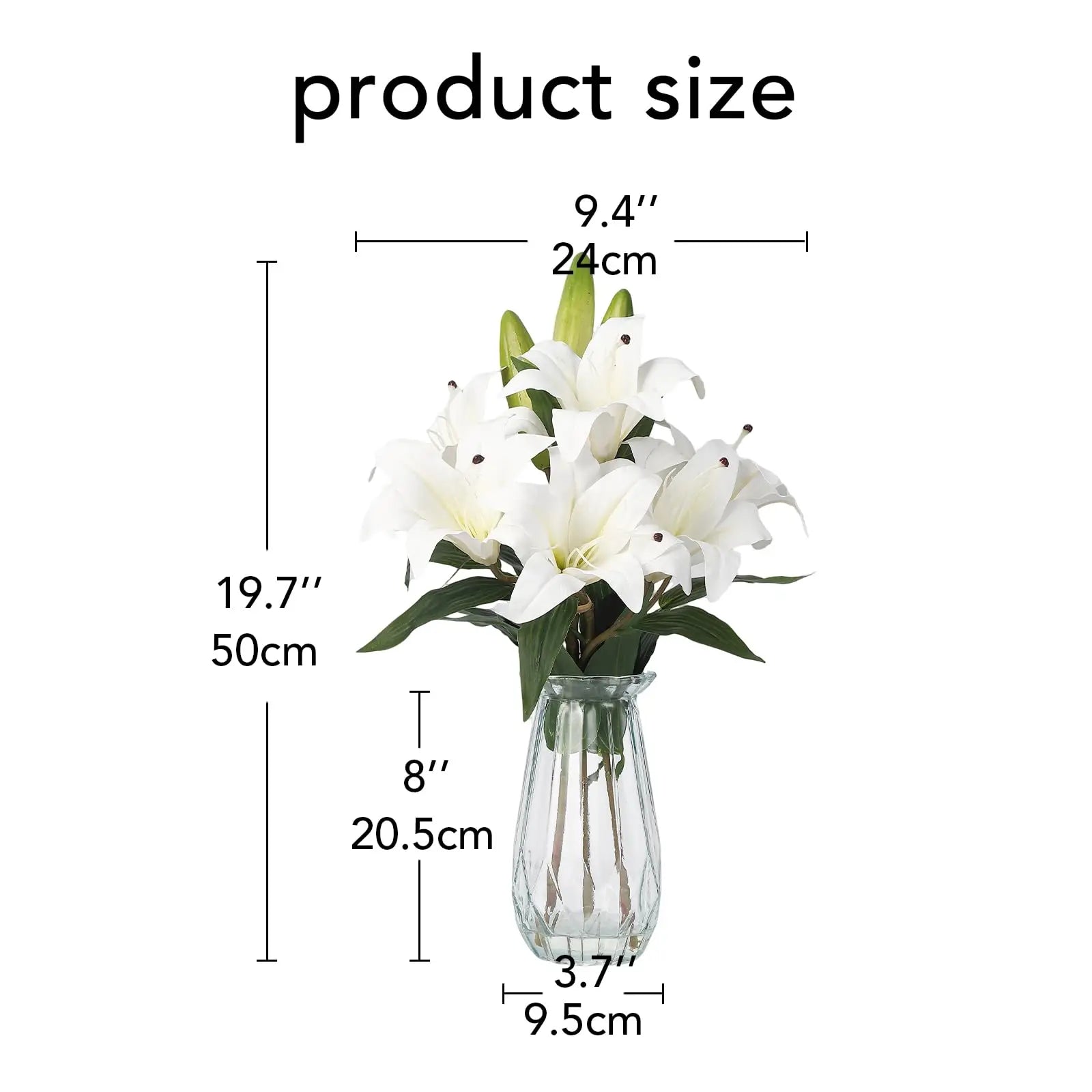 6 Stems Artificial  Lily Flowers With  Vase