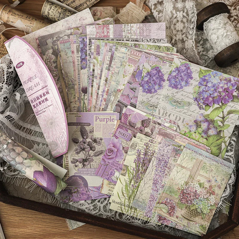 100Pcs Vintage Series Scrapbooking Paper