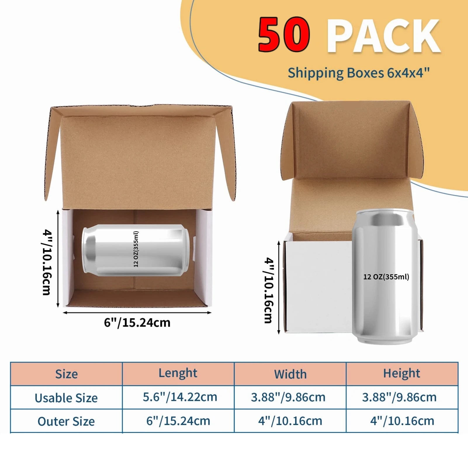 6x4x4 Shipping Boxes Set of 50 cardboard
