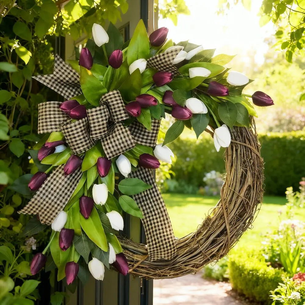 Spring Tulip Wreath, Door  Decoration