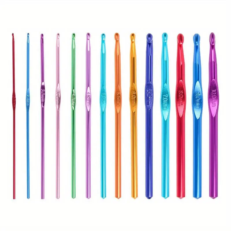 2-10mm crochet needles,  multicolor aluminum crochet