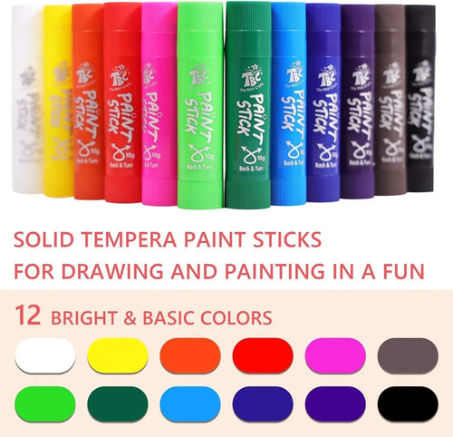 12 Classic Color Washable Non-toxic Paint Sticks