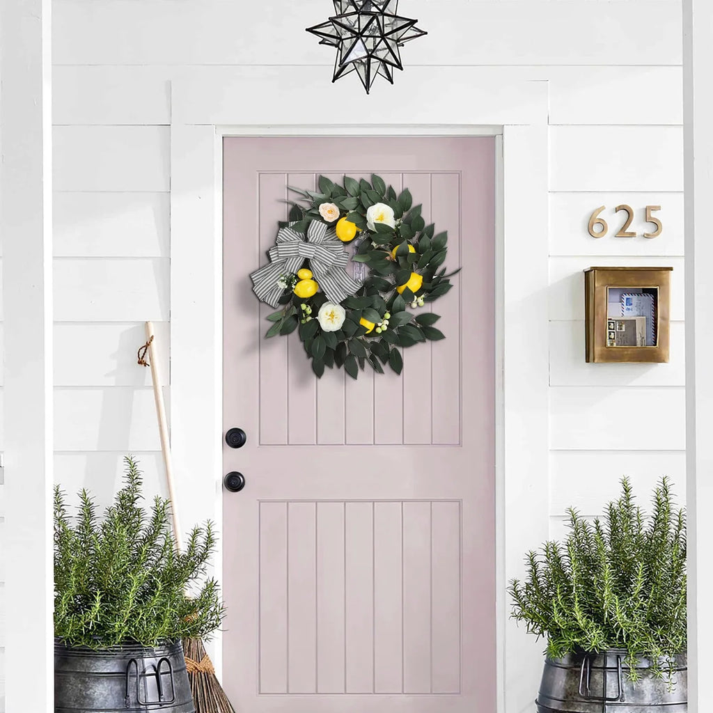 Outdoor Flower Stand  Lemon and rose wreath