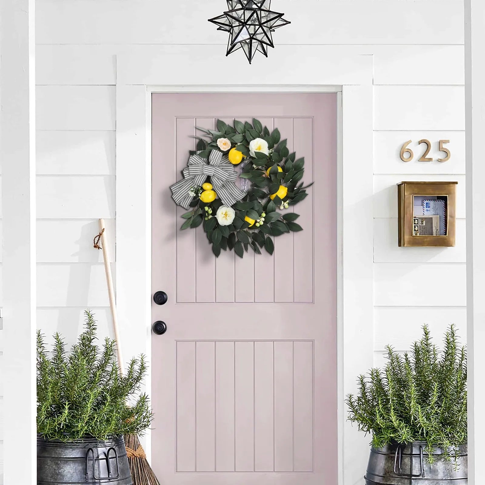 Outdoor Flower Stand  Lemon and rose wreath