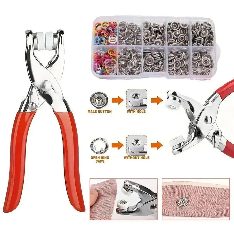 100pcs Prong Rings 9.5mm  Metal  Pliers Snap Button