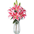 6 Stems Artificial  Lily Flowers With  Vase