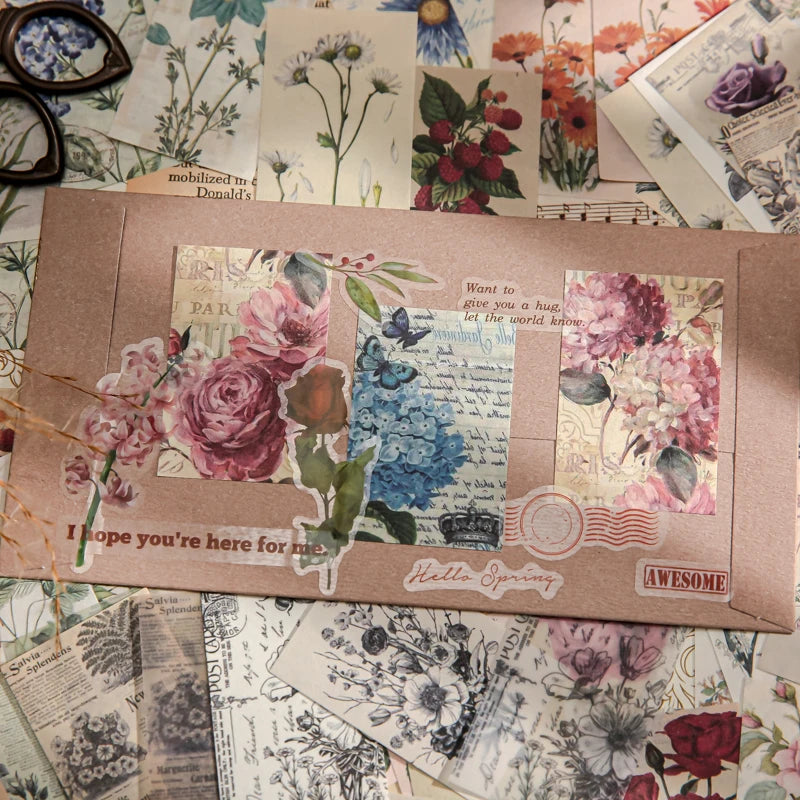 600pcs English plants butterfly cardstocK