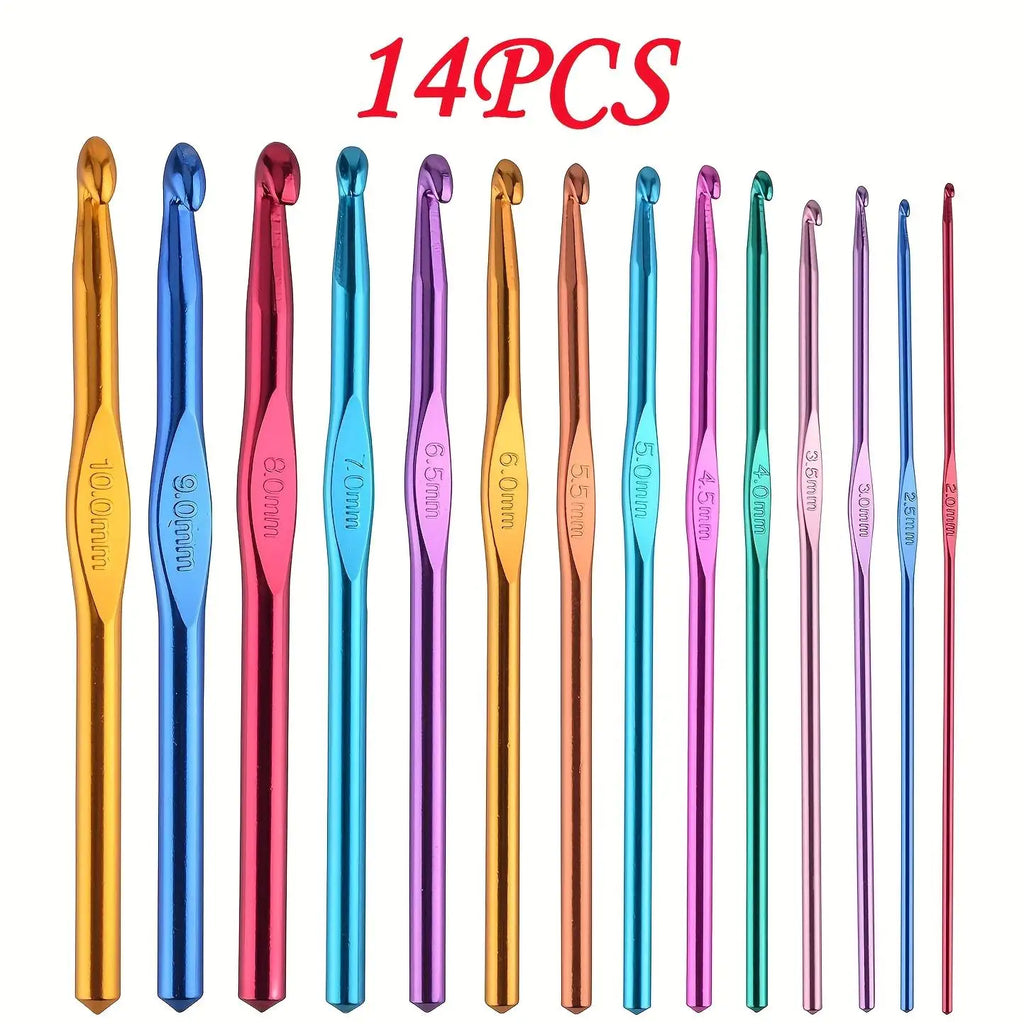 2-10mm crochet needles,  multicolor aluminum crochet