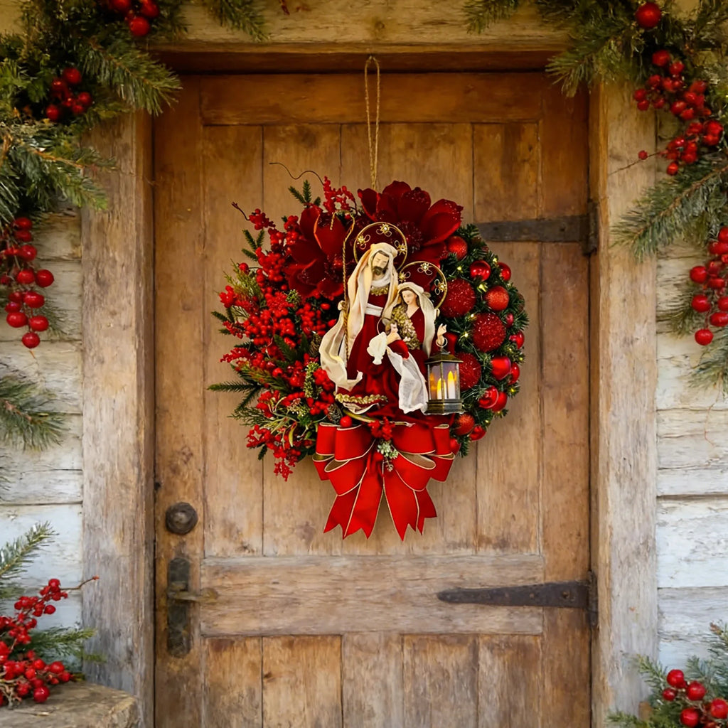 Jesus Christmas Wreath Flat Design