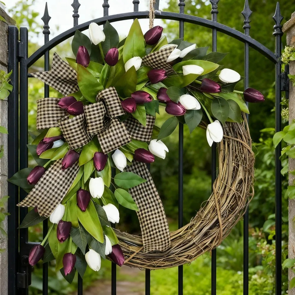 Spring Tulip Wreath, Door  Decoration