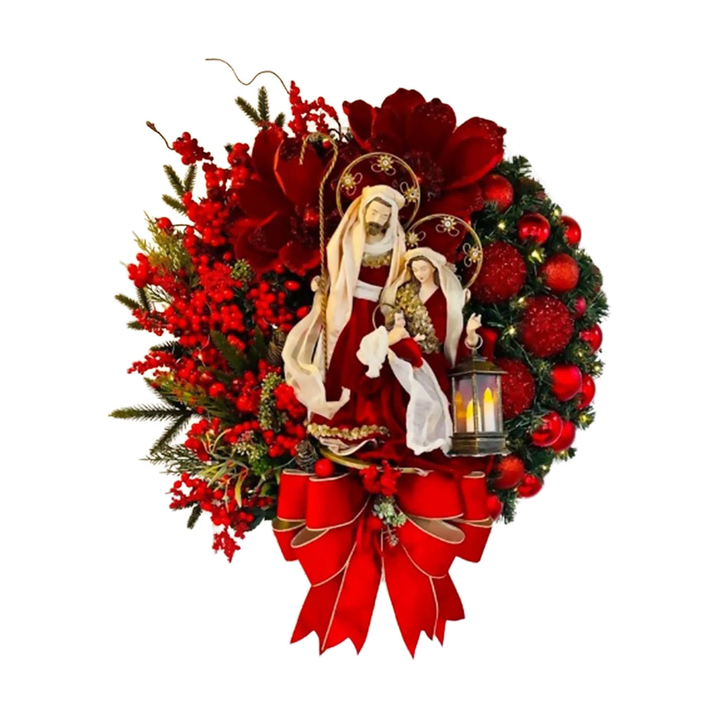 Jesus Christmas Wreath Flat Design